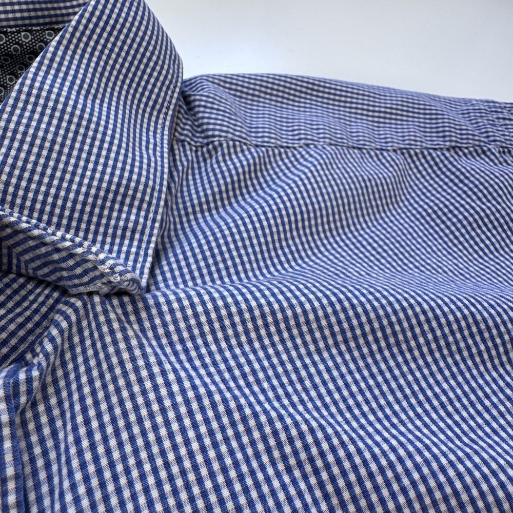 TED BAKER Long Sleeve Button Down Shirt Mens 2 (Small) Blue Check Turkey - Picture 3 of 16